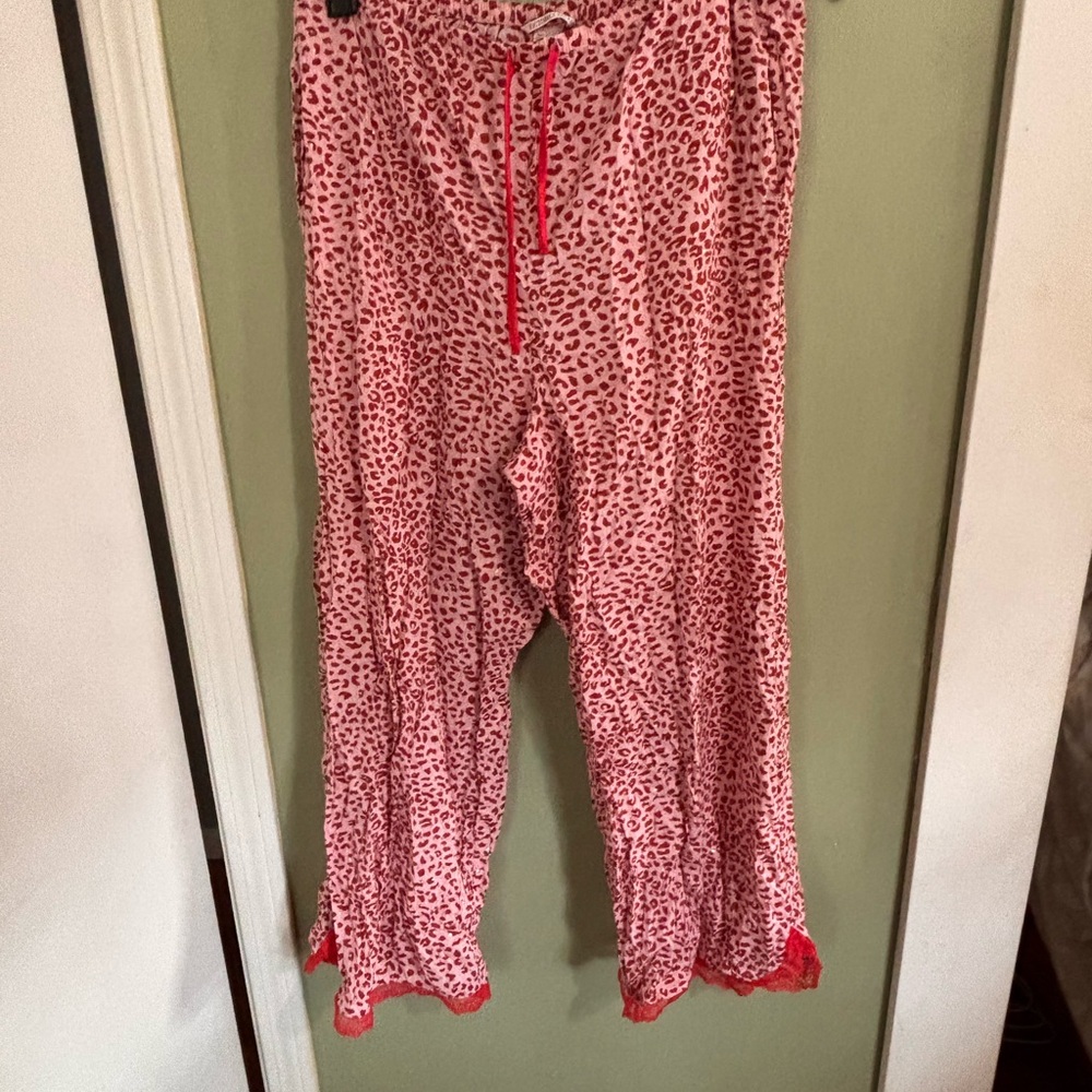 Victoria's Secret Pink and Red Leopard-Print Pajama Pants